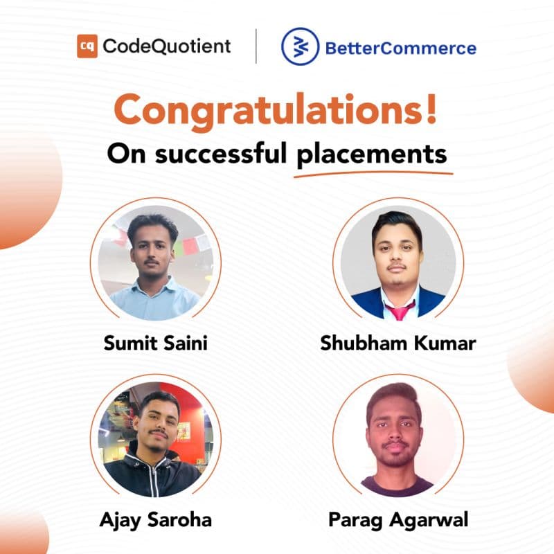 CodeQuotient students got placed in BetterCommerce